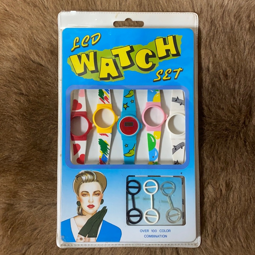80s Swatch Style LCD Digital Watch Set Vintage NWT 1980s